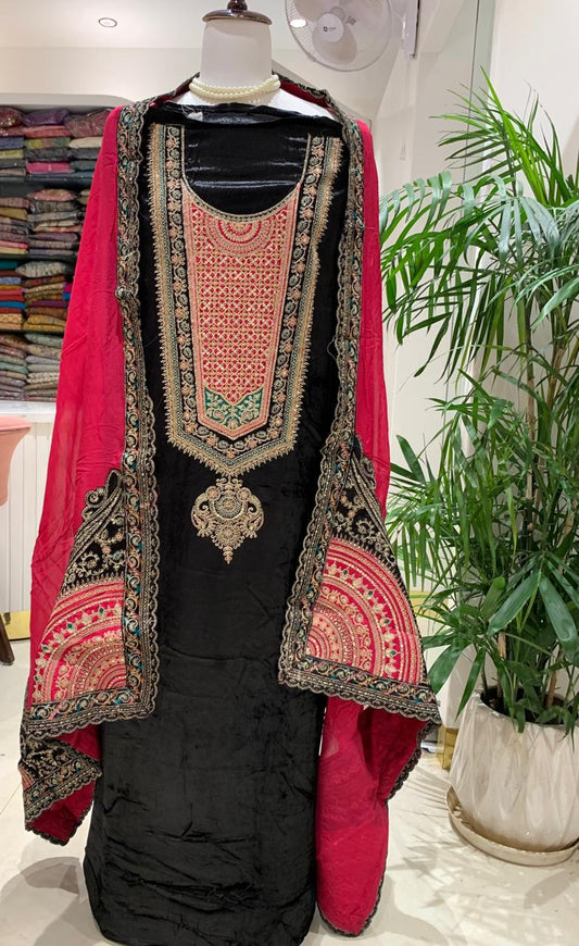 Velvet Suit with  Organza Dupatta