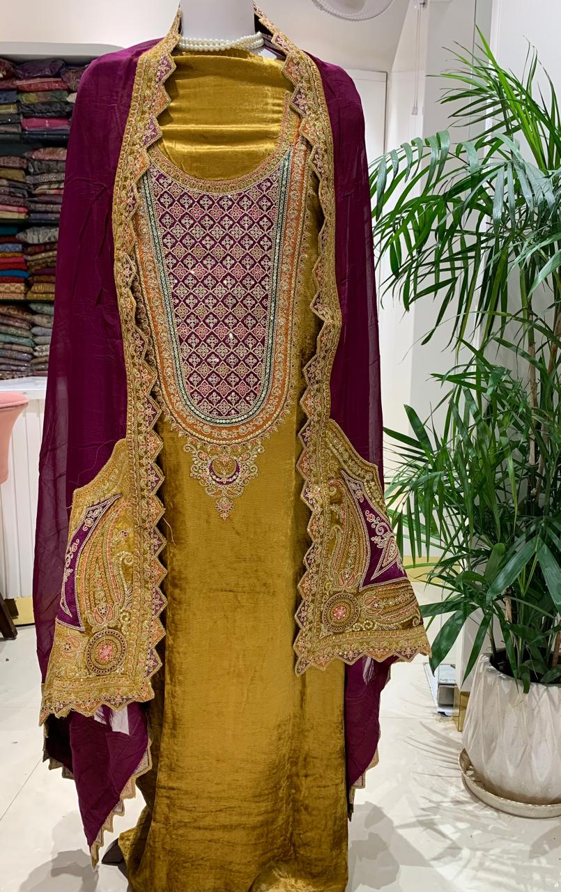 Velvet Suit with  Organza Dupatta